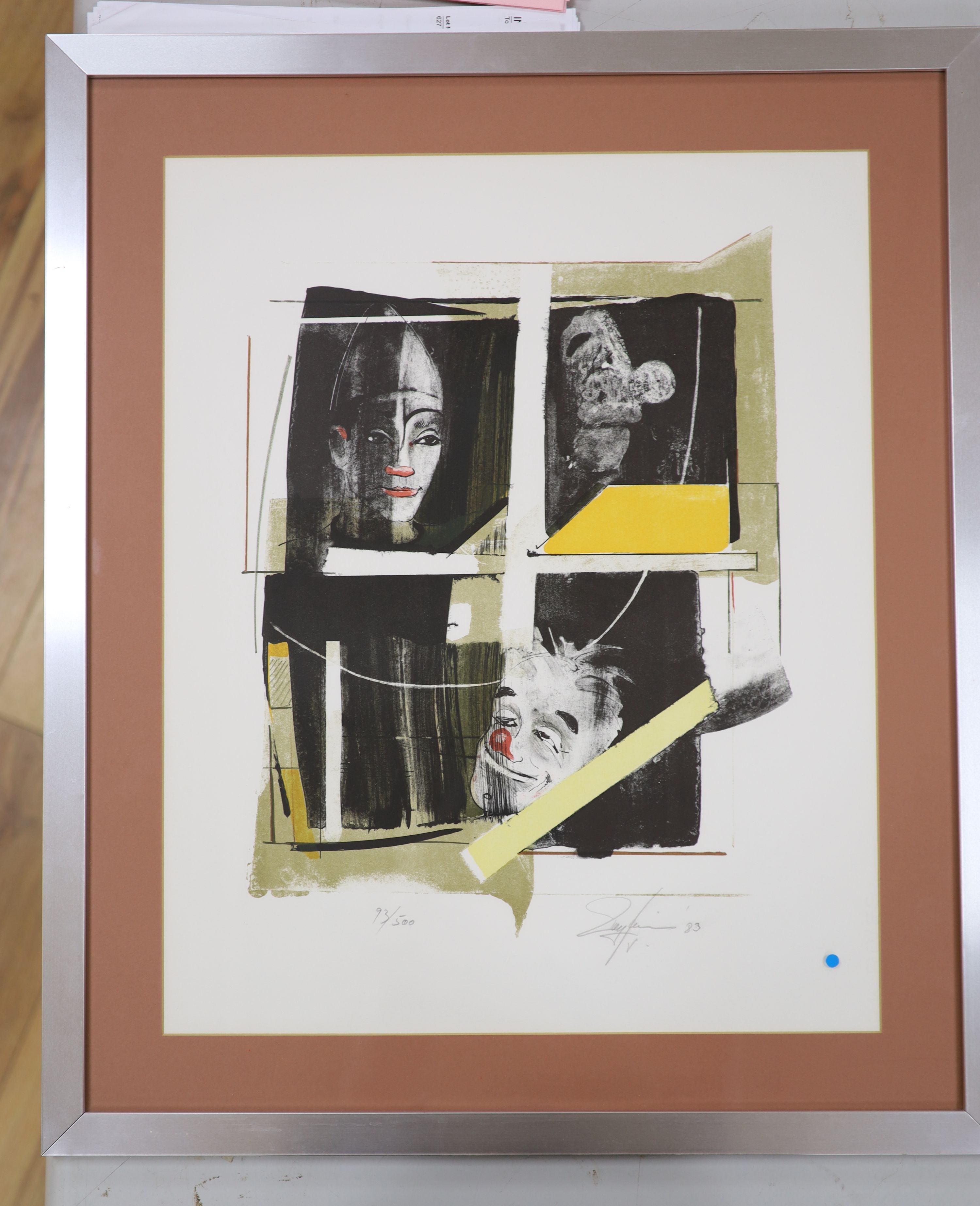 German School, limited edition print, 'The Clown', signed and dated '83, 93/500, 53 x 43cm